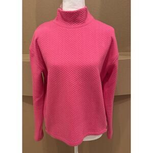 J Crew Factory Pullover Quilted Mock Neck Boxy Hot Pink Size M